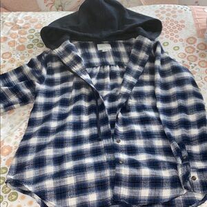 American Eagle Outfitters Blue and White Button Down Jacket